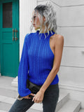 Cable-Knit Round Neck Asymmetrical Sweater - Hovatok