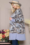 Celeste Full Size Camouflage Button Up Long Sleeve Cardigan Plus Size - Hovatok