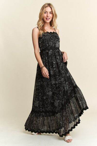 ADORA Floral Adjustable Strap Maxi Cami Dress - Hovatok