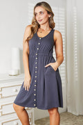 Double Take Sleeveless Button Down Magic Dress - Hovatok