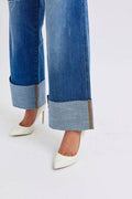Judy Blue Full Size Distressed High Waist Wide Leg Jeans - Hovatok