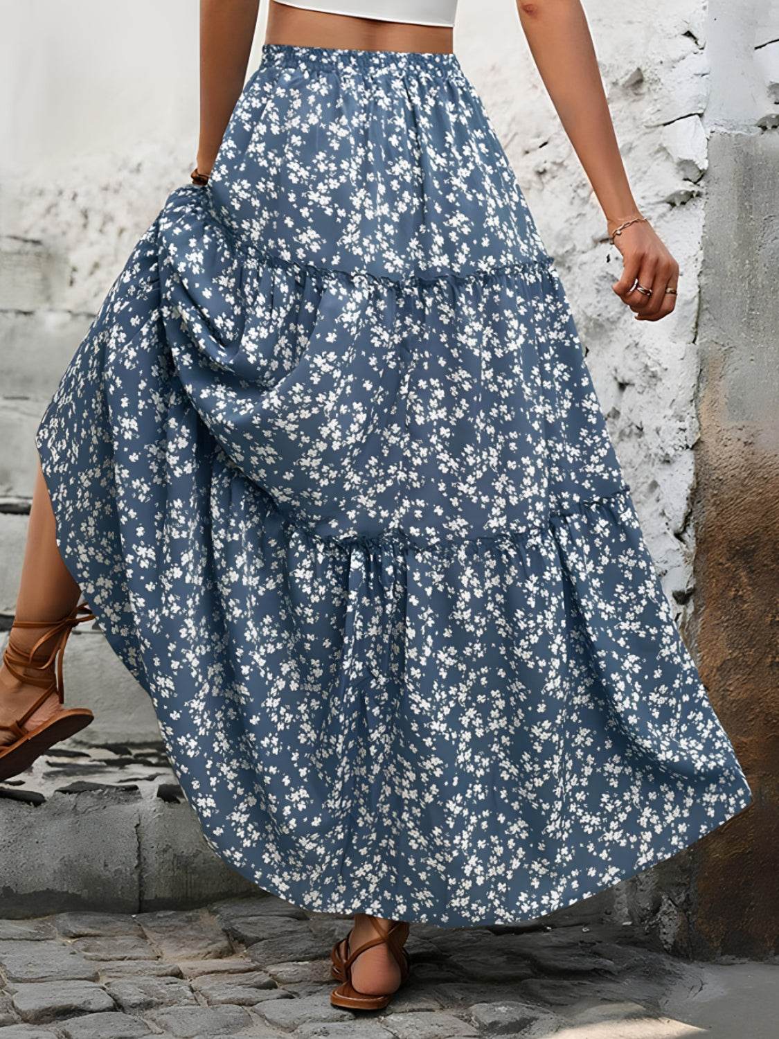 Tiered Floral Maxi Skirt - Hovatok
