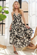 ADORA Crisscross Two-Tone V-Neck Maxi Dress - Hovatok