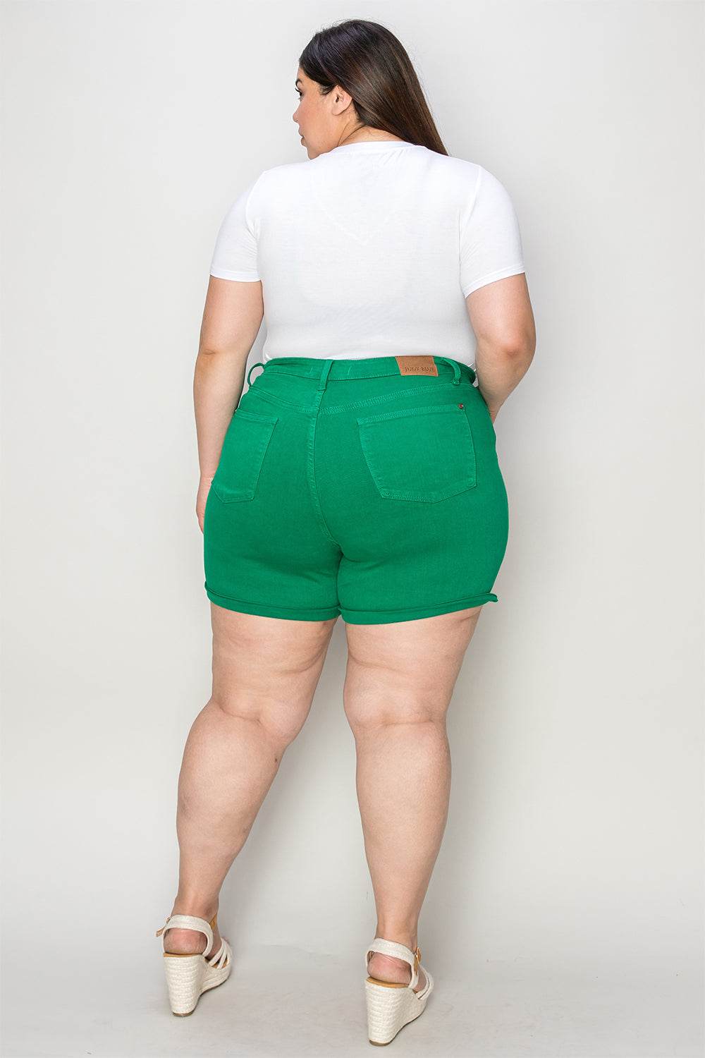 Judy Blue Full Size Tummy Control Garment Dyed Denim Shorts - Hovatok