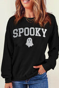 SPOOKY Round Neck Long Sleeve Sweatshirt - Hovatok