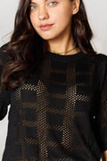 Mandy Ribbed Trim Round Neck Knit Top - Hovatok