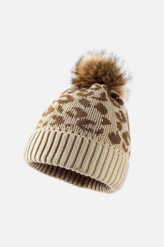 Leopard Pom-Pom Cuffed Beanie - Hovatok