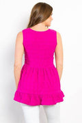 Be Stage Ruffled Sleeveless Babydoll Top - Hovatok