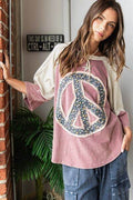Mittoshop Peace Sign Patch Mineral Washed T-Shirt - Hovatok