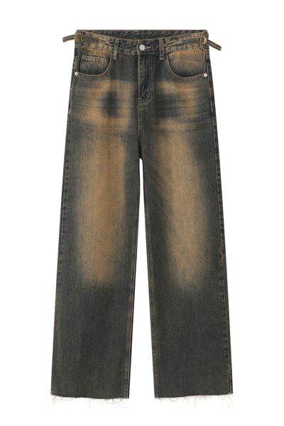 Raw Hem Straight Leg Jeans - Hovatok