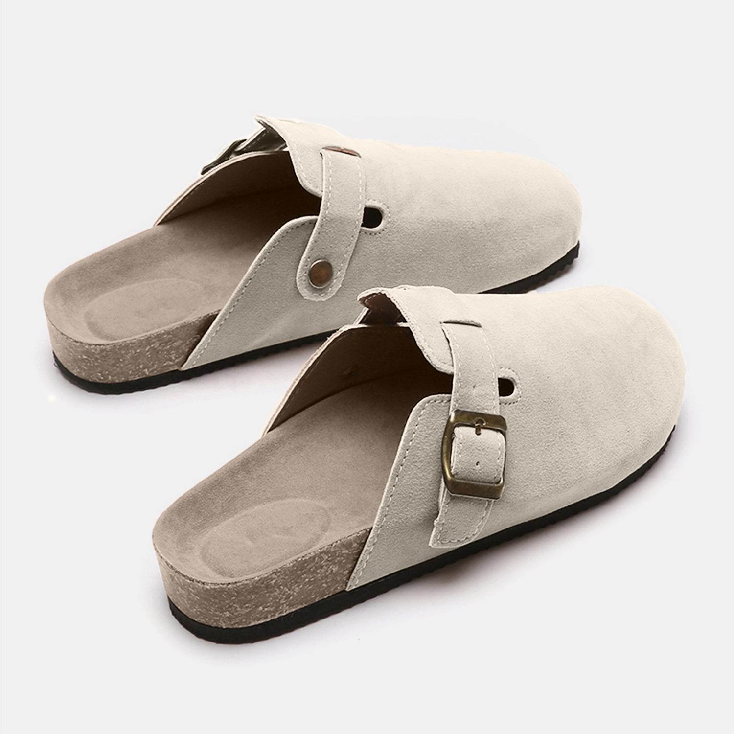 Suede Closed Toe Buckle Slide - Hovatok