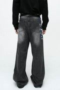 Watercolor Wide Leg Jeans with Pockets - Hovatok