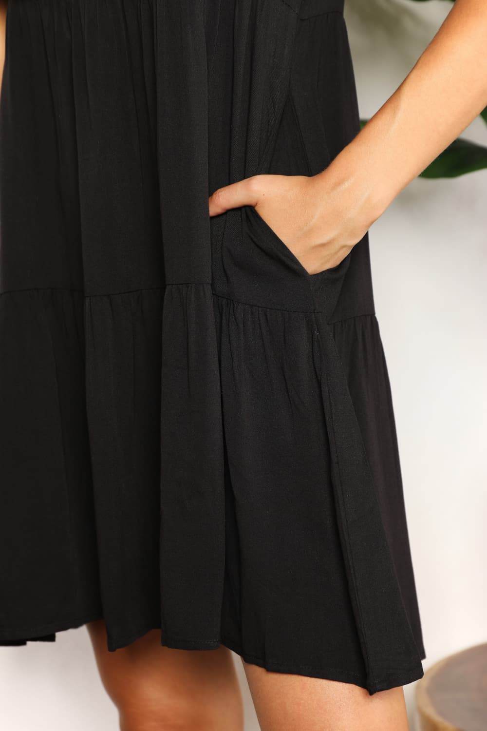 Mandy V-Neck Flounce Sleeve Tiered Dress - Hovatok