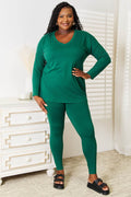 Zenana Lazy Days Full Size Long Sleeve Top and Leggings Set - Hovatok