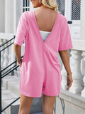 Lovelet Backless Round Neck Half Sleeve Romper - Hovatok