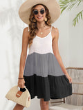 Color Block Spaghetti Strap Cover-Up Dress - Hovatok
