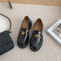 Round Toe Block Heel Loafers - Hovatok