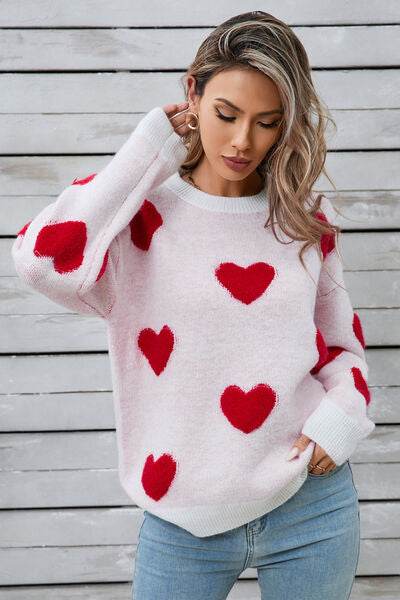 Angel Wings Heart Round Neck Long Sleeve Sweater - Hovatok