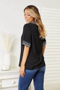Double Take Embroidered Notched Neck Top - Hovatok