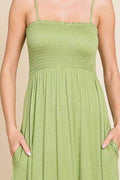 Culture Code Full Size Smocked Cami Maxi Dress with Pockets - Hovatok