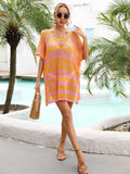 Angel Wings Tassel Openwork Striped V-Neck Cover Up - Hovatok