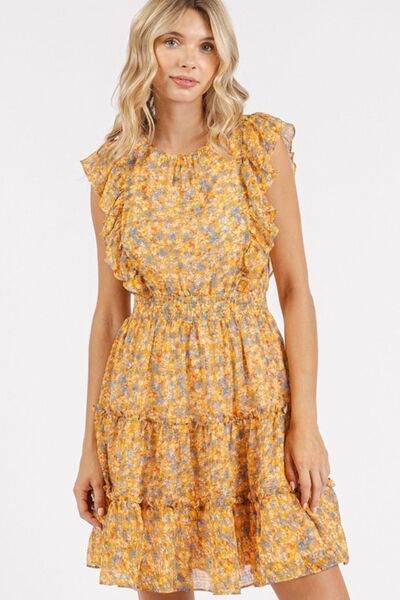 Mittoshop Ditsy Floral Print Ruffle Chiffon Mini Dress - Hovatok