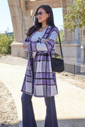 Double Take Full Size Plaid Button Up Lapel Collar Coat - Hovatok