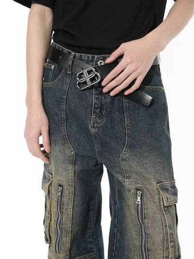 Mid Rise Jeans with Cargo Pockets - Hovatok