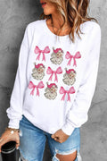 Santa & Bow Graphic Long Sleeve Sweatshirt - Hovatok