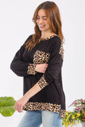 Celeste Full Size Leopard Round Neck Dropped Shoulder T-Shirt - Hovatok