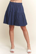 ADORA Elastic Waist Wide Leg Denim Shorts - Hovatok