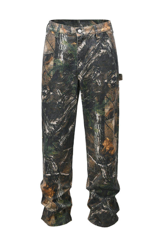 Men's Camouflage Leaf-Print Cargo Jeans - Hovatok