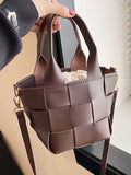 PU Leather Braided Bucket Bag - Hovatok