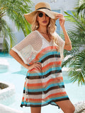 Angel Wings Cutout Striped Cover-Up with Tassel - Hovatok