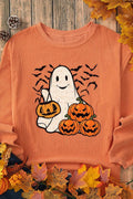 Jack-O'-Lantern Round Neck Long Sleeve Sweatshirt - Hovatok