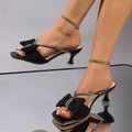 Bow Rhinestone Open-Toe Sandals - Hovatok