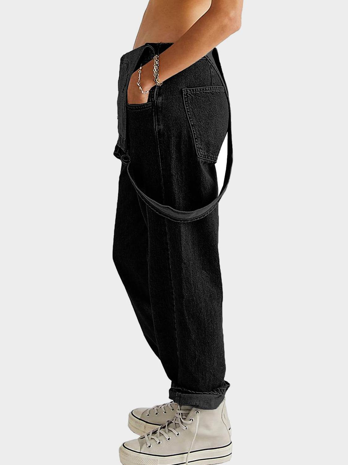 Square Neck Wide Strap Denim Overalls - Hovatok