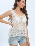Cutout Round Neck Sleeveless Cover Up - Hovatok