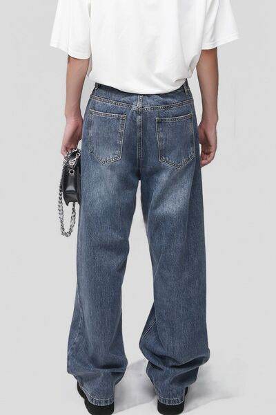 Mid Rise Waist Jeans with Pockets - Hovatok