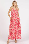 Mittoshop Printed V-Neck Maxi Cami Dress with Pockets - Hovatok