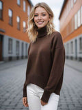 Basic Bae Turtleneck Dropped Shoulder Long Sleeve Sweater - Hovatok