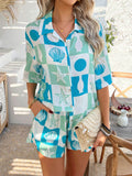 Devine Printed Button Down Shirt and Shorts Set - Hovatok