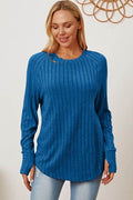Basic Bae Full Size Ribbed Thumbhole Sleeve T-Shirt - Hovatok