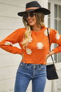 Angel Wings Flower Pattern Round Neck Short Sleeve Pullover Sweater - Hovatok