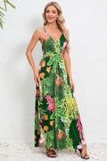 Printed Surplice Maxi Cami Dress - Hovatok