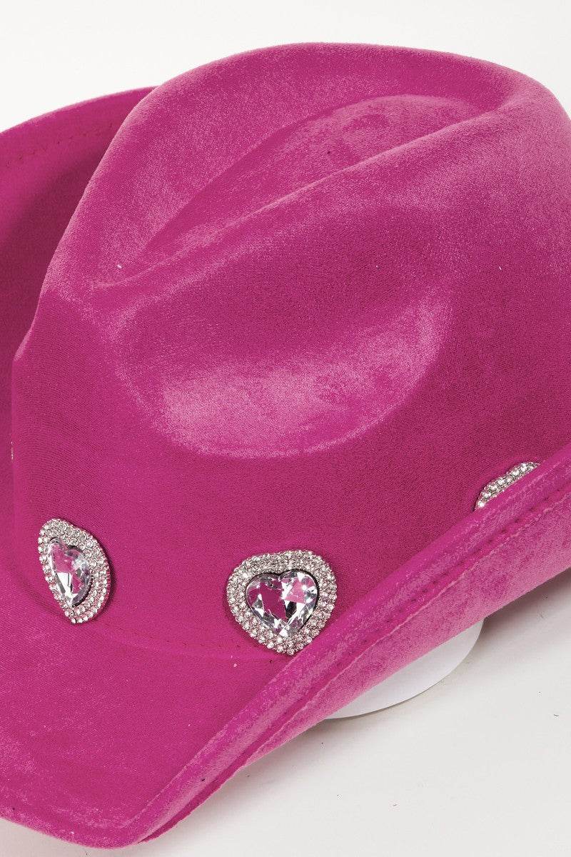 Fame Rhinestone Pave Heart Cowboy Hat - Hovatok