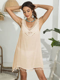 Tassel Scoop Neck Wide Strap Cover-Up - Hovatok