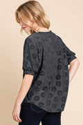 BOMBOM Textured Floral Pattern Top - Hovatok