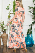 Celeste Paisley Print Short Sleeve Maxi Dress with Pockets - Hovatok