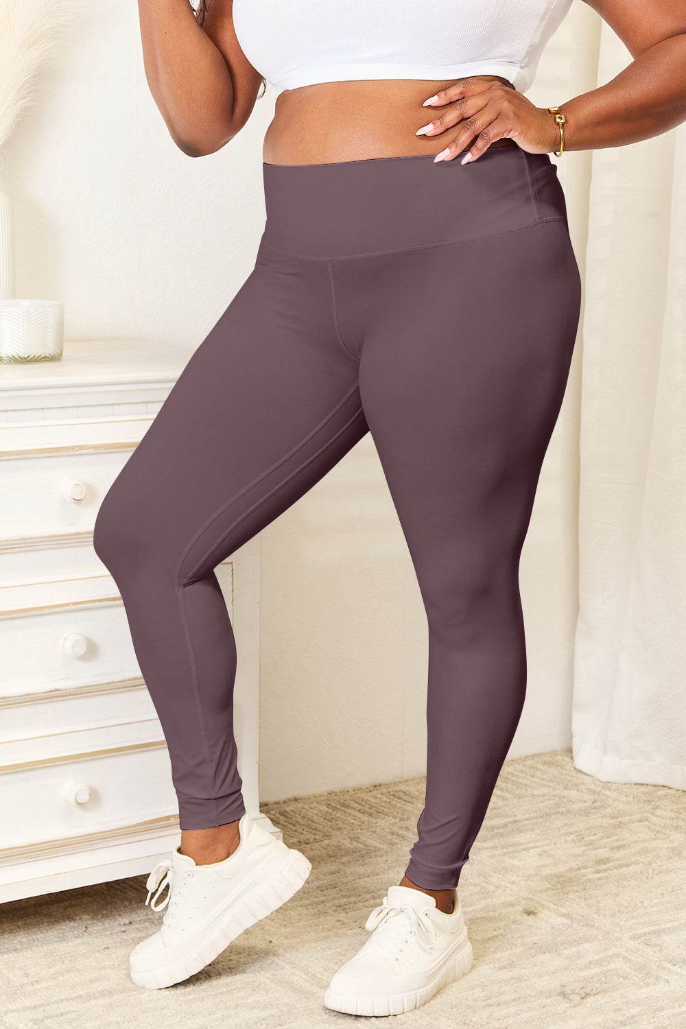 Double Take Wide Waistband Sports Leggings - Hovatok